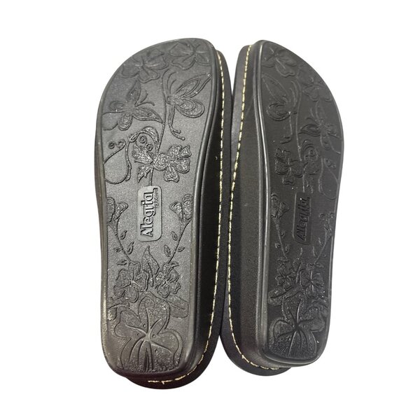 Alegria Brown Croc-Embossed Leather Sandals Womens Size 9.5-10 With Buckle Detai - Picture 6 of 8